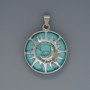 Sun pendant Turquoise (single piece), diameter 27mm +/-, length 37mm +/-, in a silver-tone setting