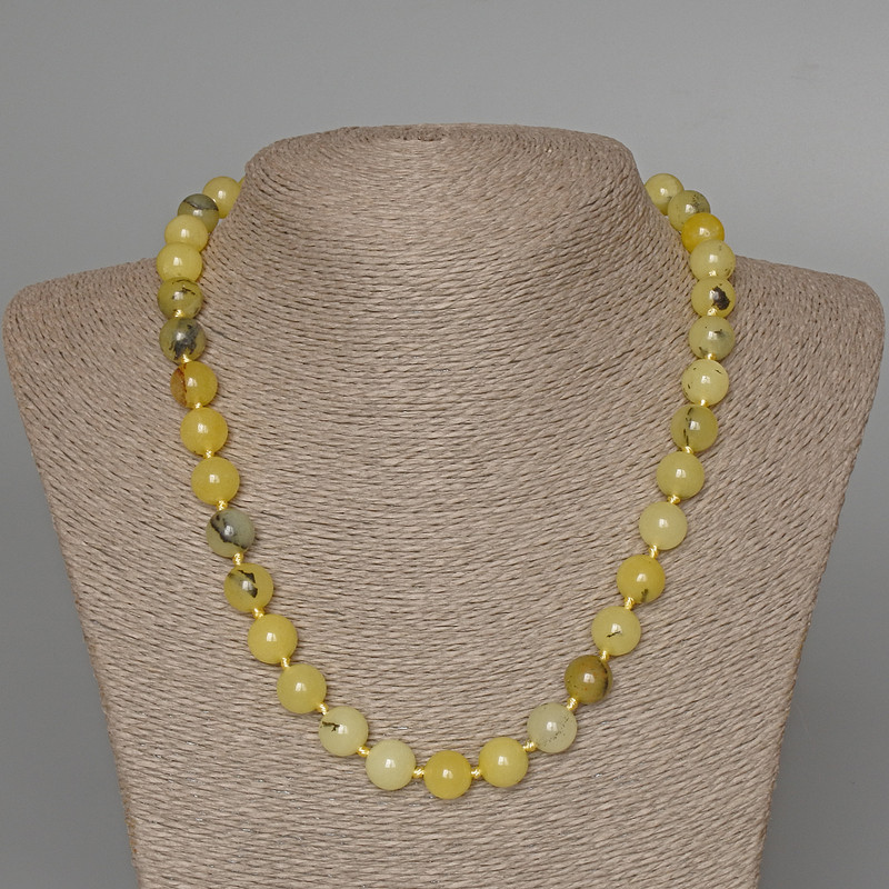 Necklace Yellow Turquoise (single) smooth round bead, diameter 10 mm ±, length 50 cm ±