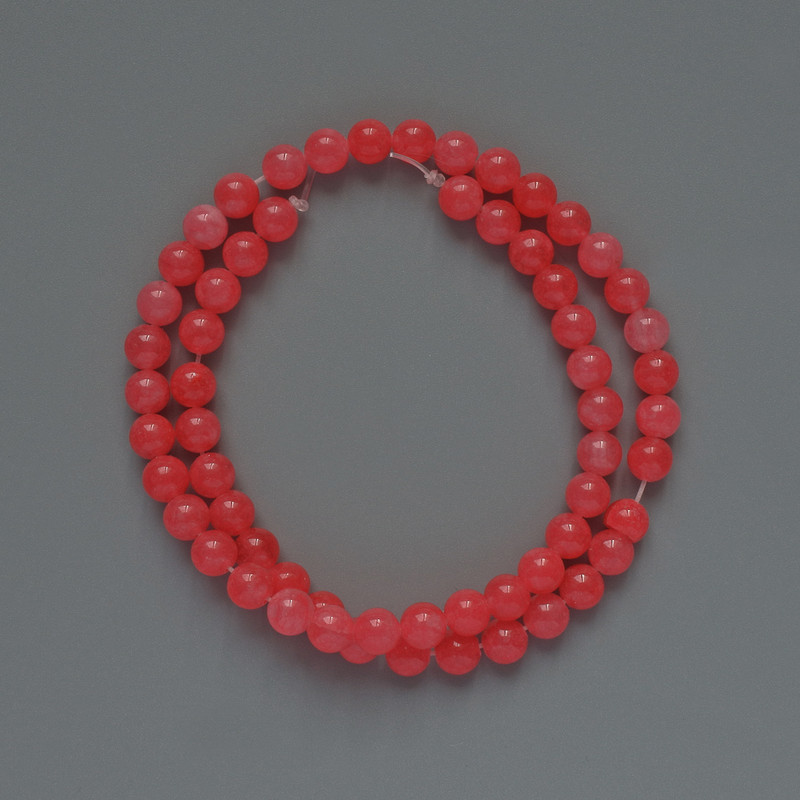 Synthetic Tourmaline Beads — smooth round beads, 6 mm diameter, 37 cm length on thread