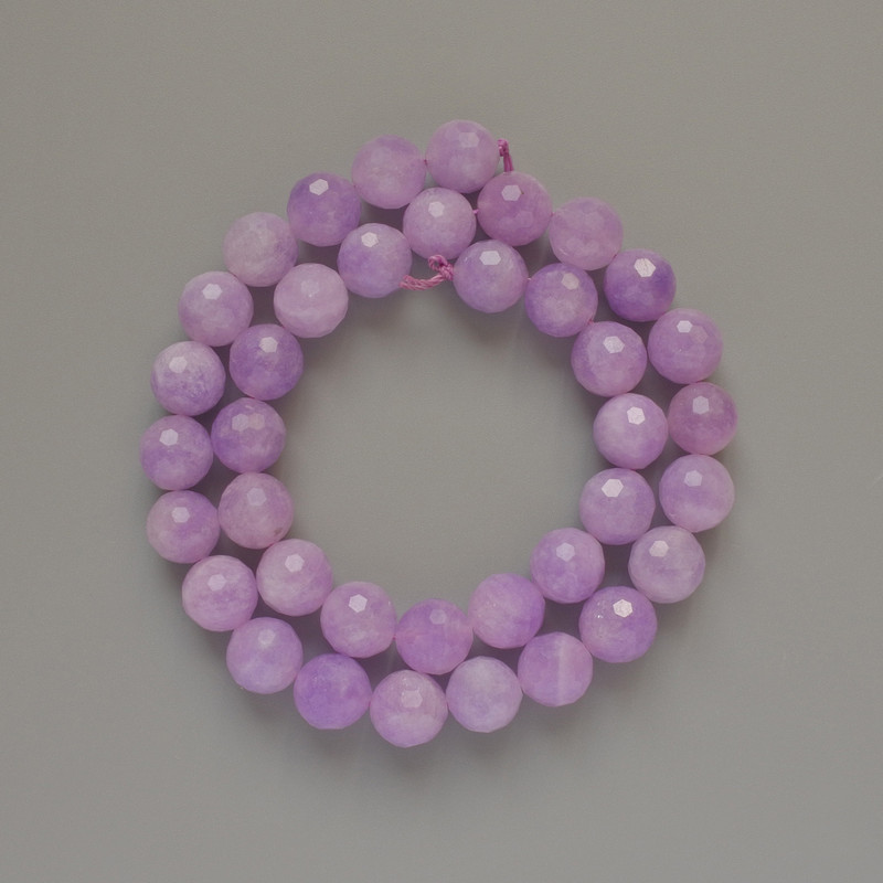 Beads Lavender Amethyst, Natural Stone, Faceted Round Bead, 10 mm Diameter, 38 cm Length on Thread