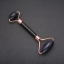 Aventurine Roller Massager 'Night of Cairo' Blue Sand, length 14.5 cm, copper-colored metal finish