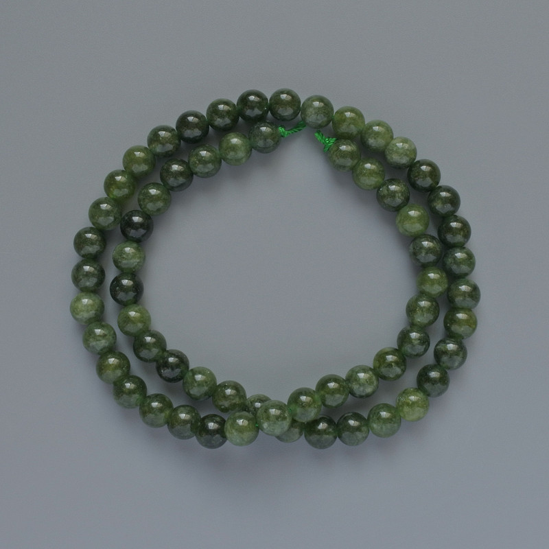 Jadeite Beads Natural Stone, Smooth Round Beads, 6 mm Diameter ±, 37 cm Length ± on Thread