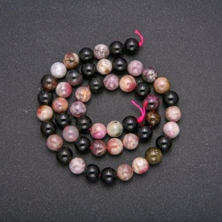 Natural tourmaline beads, smooth round, diameter 8.5 mm, length 39 cm