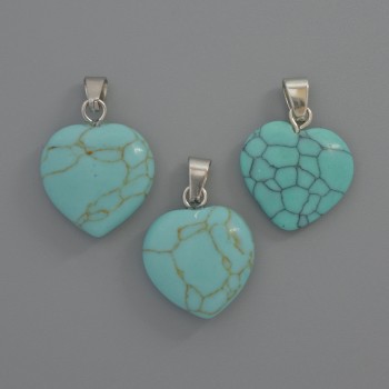 Heart Pendant Turquoise (artificial), diameter 15x15x6mm ±, length 23mm ±