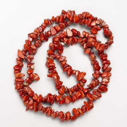 Red Jasper Beads, natural stone chips on thread, diameter 8x4 mm +-, length 80 cm +