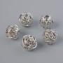 Bead-insert finding, 8 mm diameter (+/-), hole diameter 2 mm, silver metal color, 1 pc