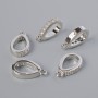 Pendant base with white rhinestones, silver-tone metal, 15x3 mm ± 1 pc