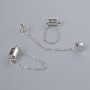 Magnetic clasp, diameter 13×6 mm, silver-tone metal with chain, length 5 cm