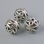 Bead insert findings, 14 mm diameter ±, hole diameter 2.2 mm, silver-tone metal, 3 pcs