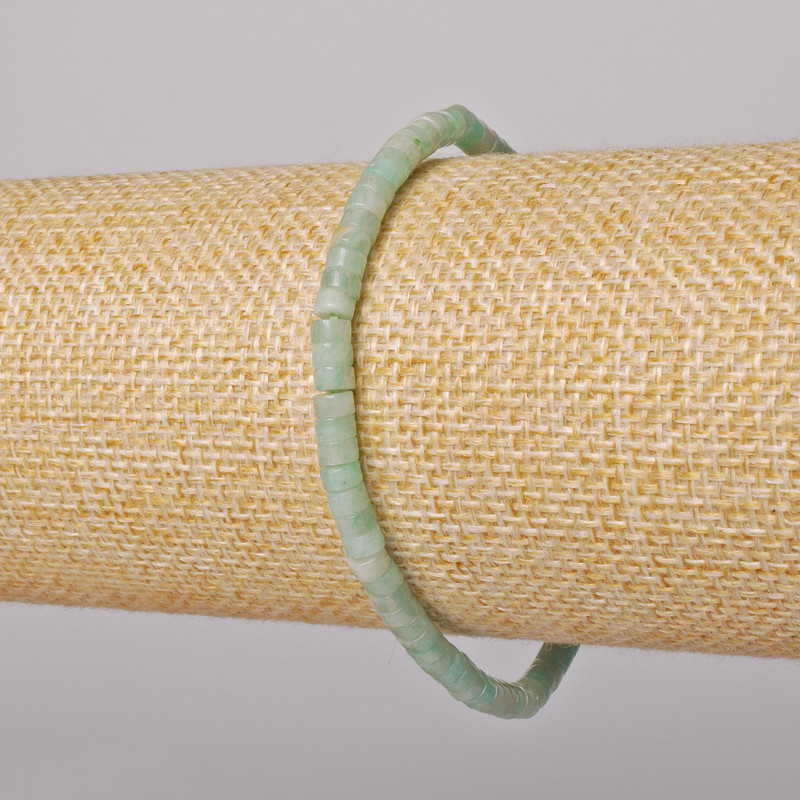 Amazonite bracelet with natural stone rondelles, diameter 4×2 mm, length 18 cm ± (stretch)