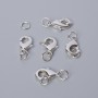 Carabiner clasp, diameter 15x8 mm, silver-colored metal, 1 piece