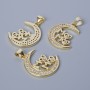 Pendant 'Moon' with white crystals, gold-tone metal, diameter 26x17 mm