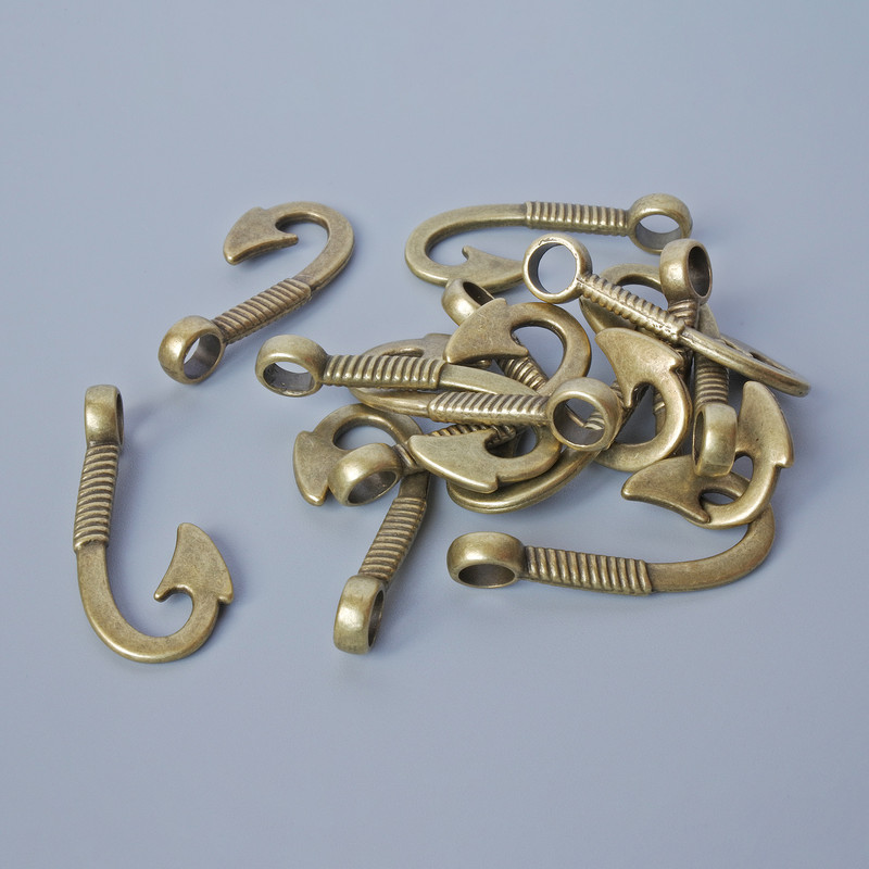 Pendant hardware 'Hook', diameter 30×14 mm, bore diameter 2.8 mm, pack of 13 pieces, bronze-colored metal