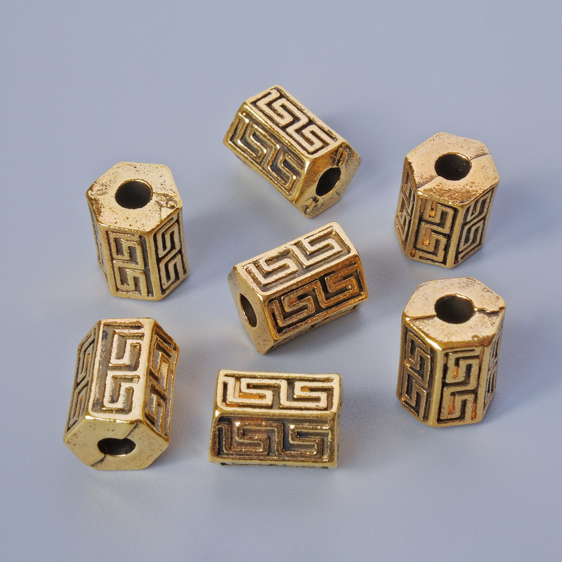 Bead-insert findings, 10x7 mm, bore diameter 2.9 mm, pack of 7 pcs, ±20 g, gold-tone metal color