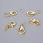 Carabiner clasp hardware, diameter 12x6 mm, gold-colored metal, 1 pc