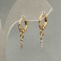 Xuping Earrings with White Crystals, 7x2 mm Diameter, 23 mm Length, 18K Gold Plating