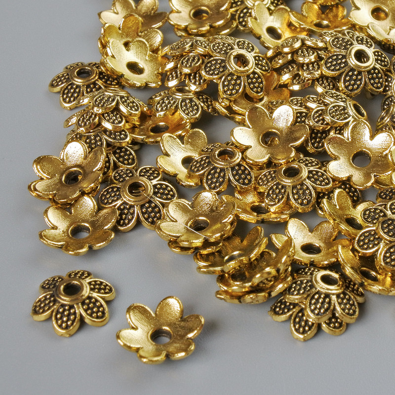 End caps, 7x2 mm, hole diameter 1.5 mm, packaging 20 g ±, gold-tone metal ~120 pcs