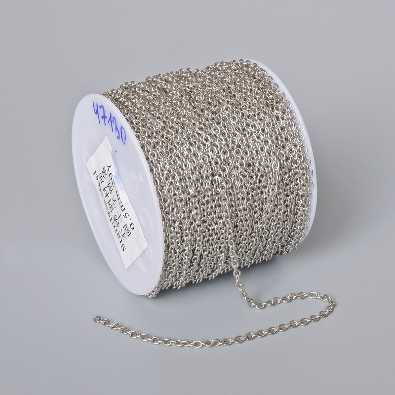 Jewelry chain on spool, stainless steel, 1.3 mm thick, 18 m length