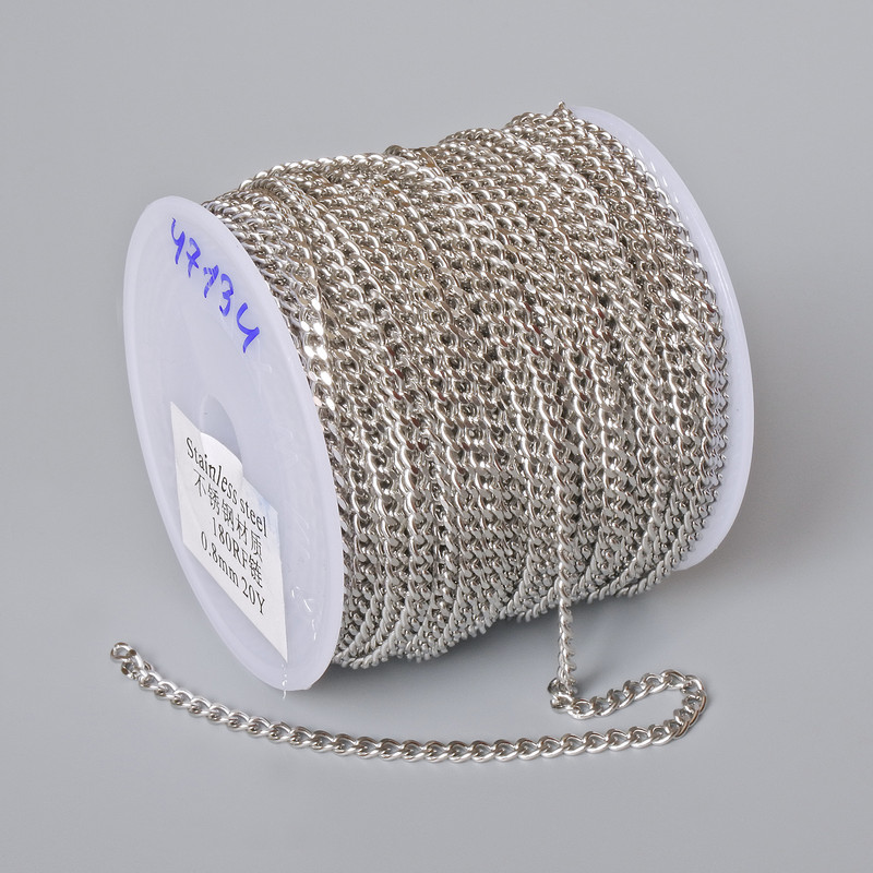 Jewelry chain spool hardware, 2.8 mm thick, 18 m long, stainless steel