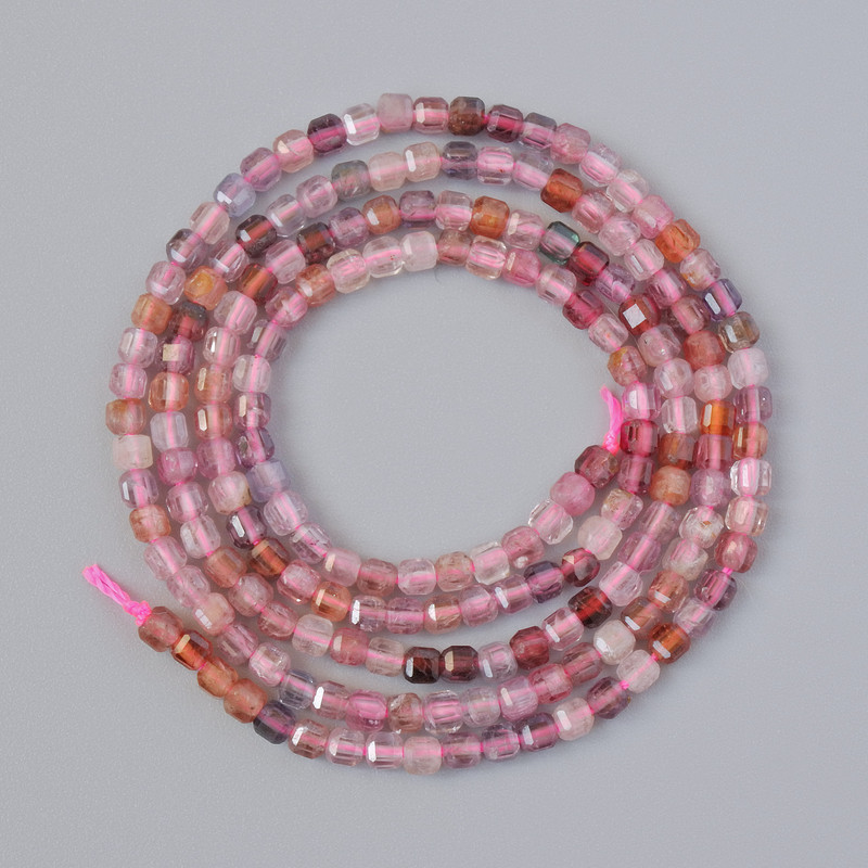 Tourmaline Beads Faceted Cubes 2.5 mm