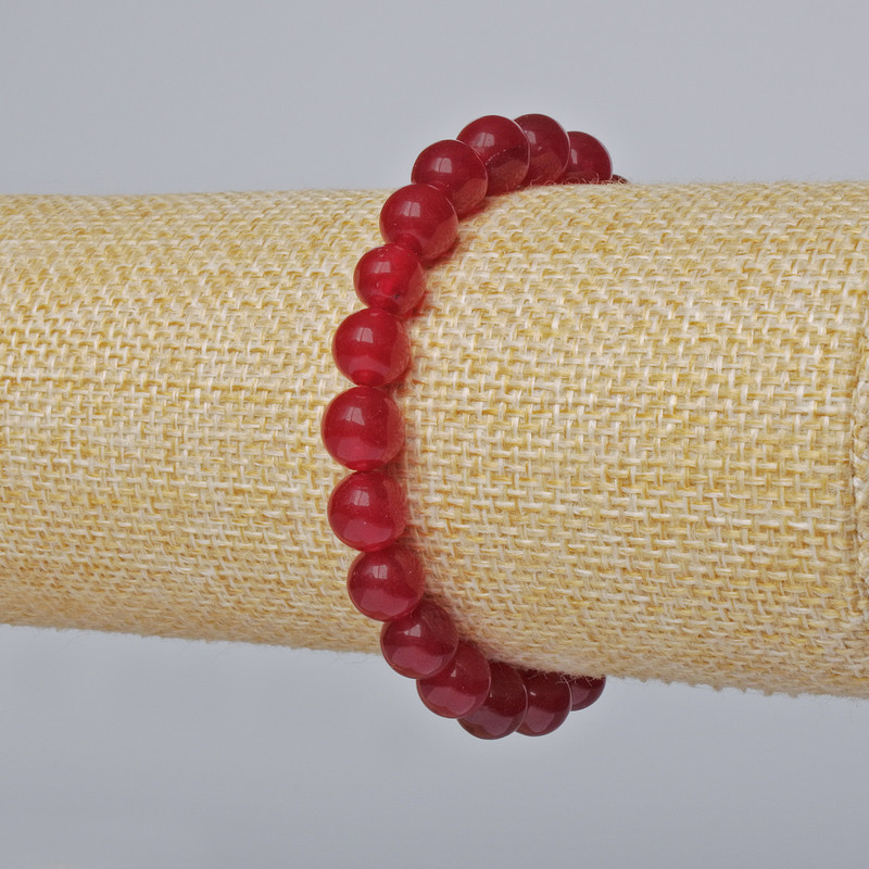 Synthetic Tourmaline Bracelet - Smooth Beads, 8 mm Diameter, 18 cm Length, Stretch