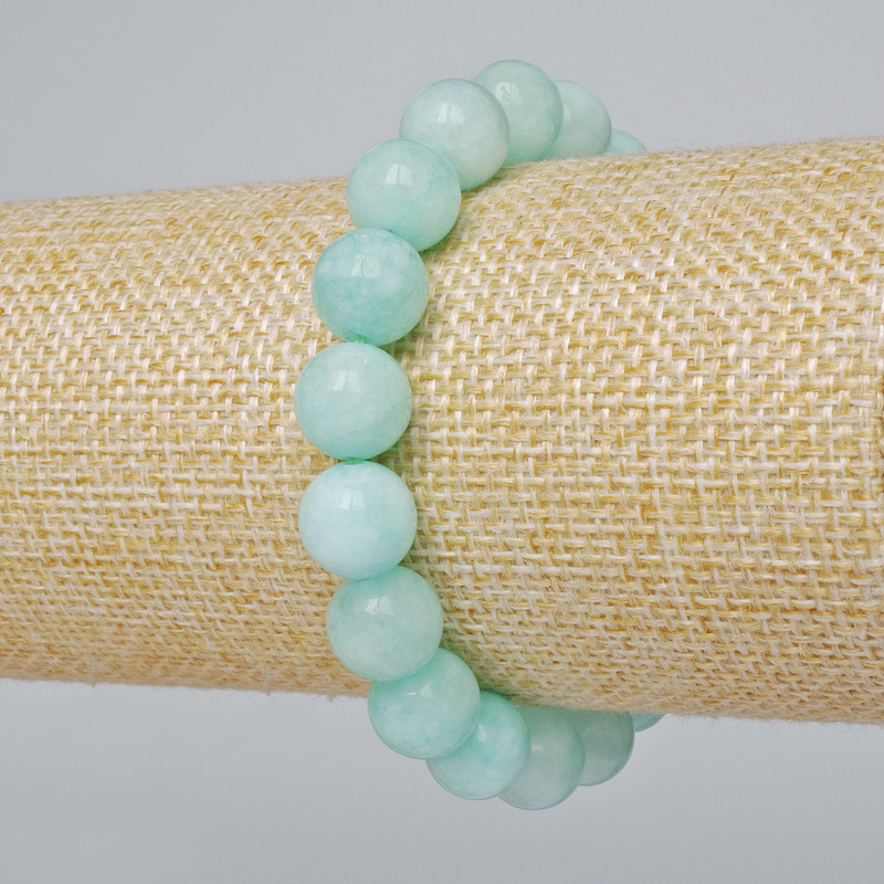 Amazonite Bracelet natural stone smooth beads, diameter 10mm +/-, length 18cm +/- (stretch)