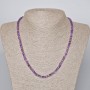 Amethyst Necklace with Natural Stone, Faceted Cube Beads, Diameter 4 mm, Length 45–48 cm