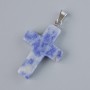 Pendant 'Cross' Sodalite natural stone, diameter 25×18 mm ±, length 34 mm ±