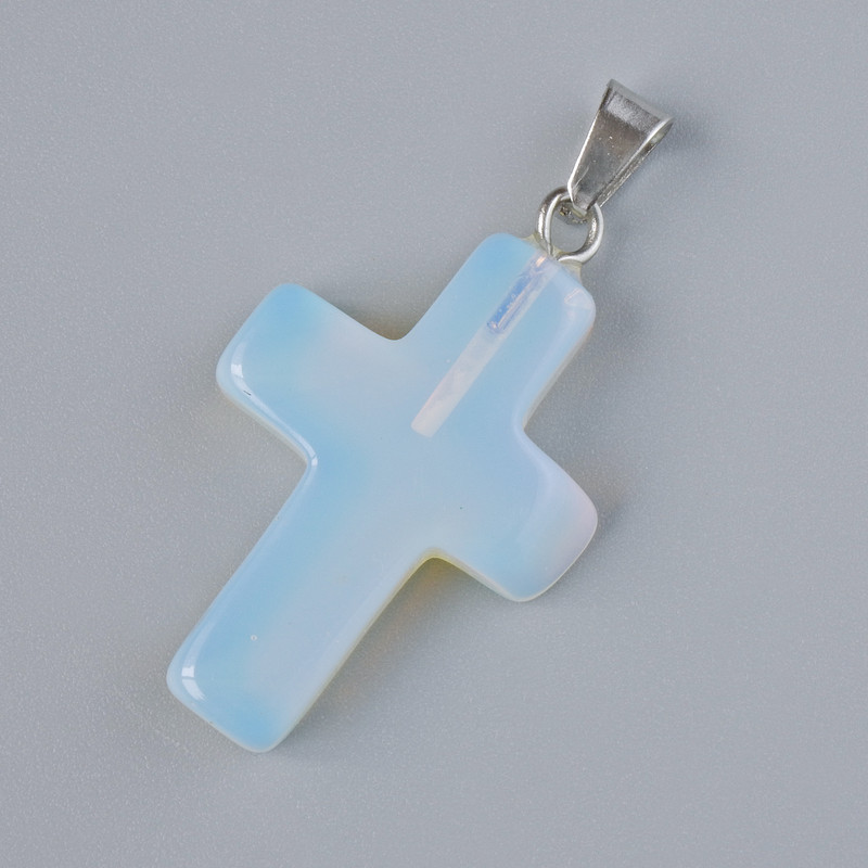 Pendant 'Cross' with Moonstone (synthetic), dimensions 25×18 mm, length 34 mm