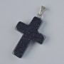 Cross Pendant with Aventurine Night of Cairo (synthetic) stone, 25×18 mm diameter, 34 mm length