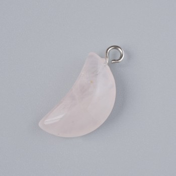 Moon Pendant with Pink Quartz, natural stone, diameter 17×10 mm ±, length 25 mm ±