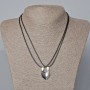 Paired Pendants 'Heart' on a Magnet, black and gray matte enamel 20.5×17.5 mm + -, length 45-50 cm+
