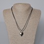 Pair of Heart Pendants on a Magnet, black enamel, silvery metal 22x17 mm, 5 mm +-, length 45-50 cm+