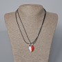 Pair of Heart Pendants on a Magnet, White and Red Enamel 22×17, 5 mm +/-, Length 45-50 cm+