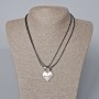 Pair Pendants 'Heart' on a Magnet, Red and White Enamel 24×22 mm + -, Length 45–50 cm+