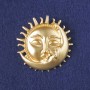 Brooch 'Sun and Moon' yellow matte enamel, golden metal 46x46mm+