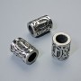 Bead finding 'Nordic Rune', diameter 13x10 mm, hole diameter 6 mm, silver-colored metal, 1 pc