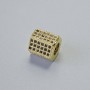 Bead-insert Findings with Black Rhinestones, 8.5×8 mm, hole diameter 4 mm, gold-tone metal, 1 piece