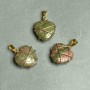 Pendant 'Heart' Heliotrope Jasper in Golden Weave Setting, diameter 20x20 mm +/-, length 30 mm+