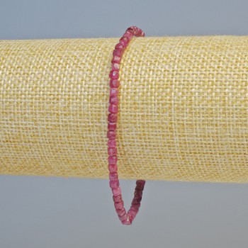 Natural Ruby Bracelet with Faceted Cube Beads, 3 mm Diameter ± (Stretch), Length 18 cm