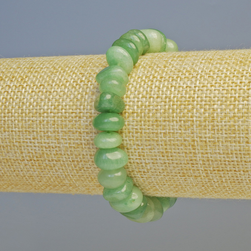 Bracelet of natural jade, faceted beads, diameter 11×6mm ± (stretch), length 18 cm