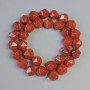 Red Jasper Beads, Natural Stone, Faceted, Diameter 10x12 mm, Length 37 cm on Thread