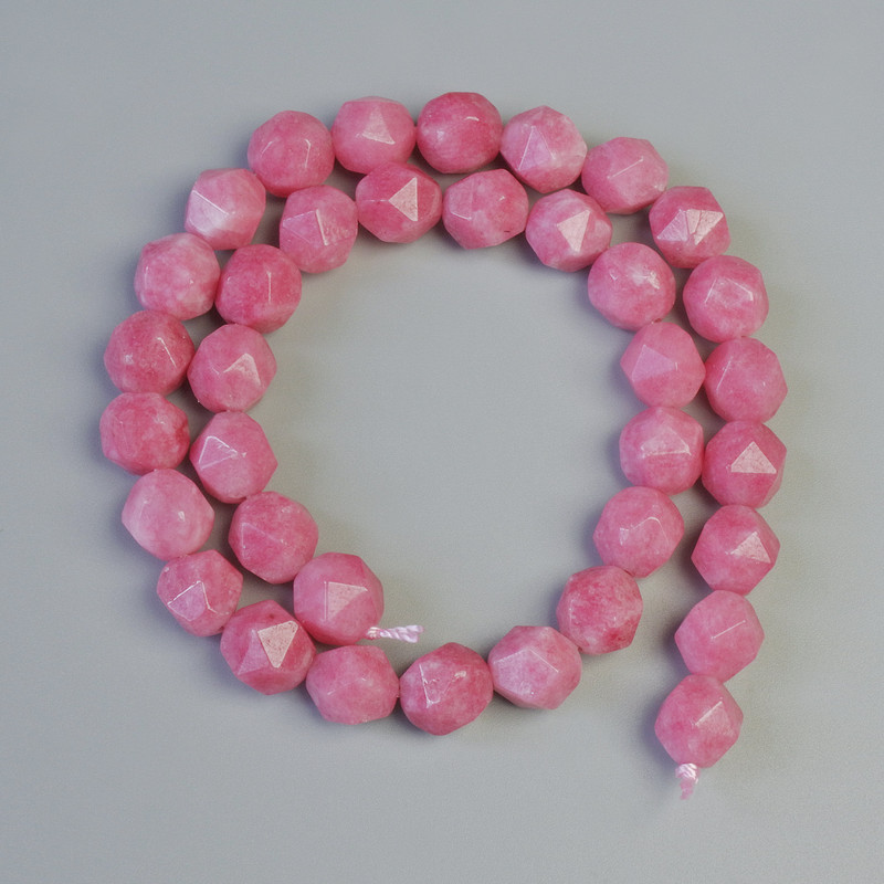 Faceted beads of tinted quartz resembling tourmaline, 9x10 mm, 37 cm on thread