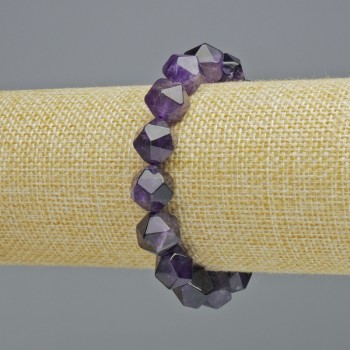 Amethyst bracelet natural stone faceted, diameter 10, 5x12mm+- (stretch), length 18cm+