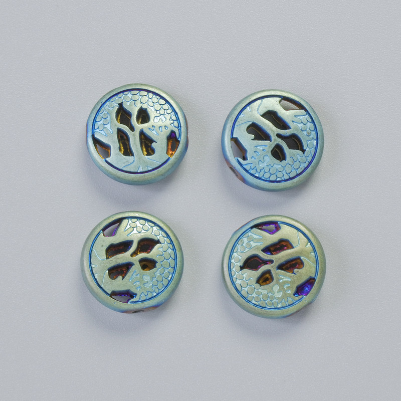 Hematite Bead Matte Chameleon Color, 12×4.5 mm diameter, +/- (4 pcs)