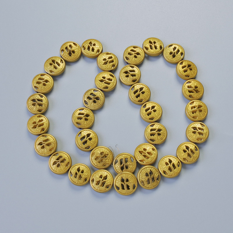 Matte Golden Hematite Beads, 12×4.5 mm, length about 41 cm on thread