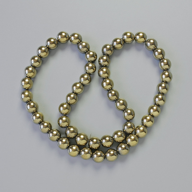 Hematite Beads, Ball-Shaped, Bronze Color, 8 mm Diameter, 42 cm Length on Thread
