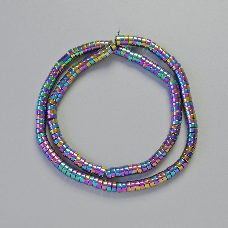 Hematite Rondelle Beads Multicolor, Diameter 5x2 mm, Length 42 cm on Thread