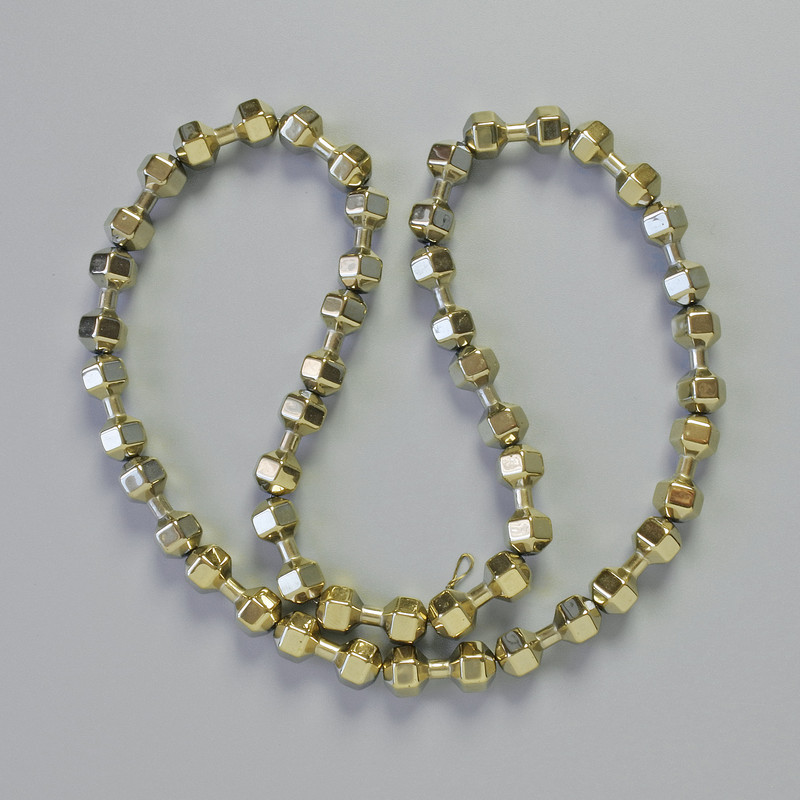 Hematite Beads, Dumbbell Shape, Light Bronze Color, Diameter 15×6 mm ±, Strand Length 40 cm ±