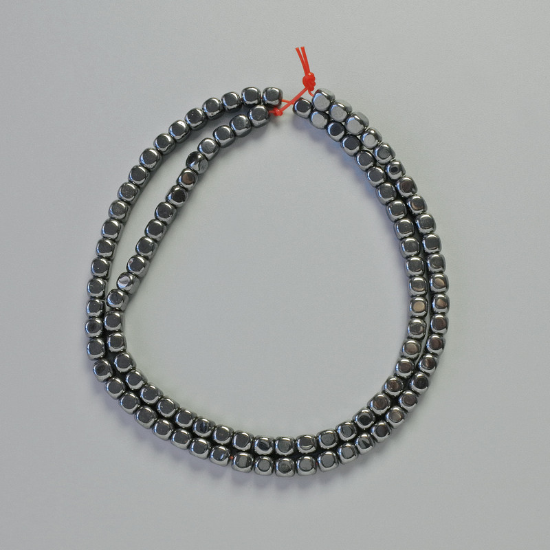 Hematite Beads Cube-shaped, Black, 4x4 mm, 40 cm Strand